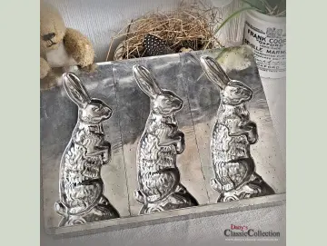 Schwere Schokoladenform 3 große Hasen Sammlerstück Osterdeko Gießform Osterhasen