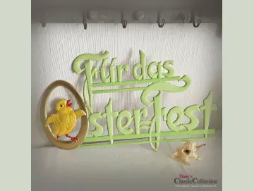Osterpappe Schriftzug Für das Osterfest Schaufenster Deko Dresdner Pappe Osterschmuck Sammlerstück Küken Ei