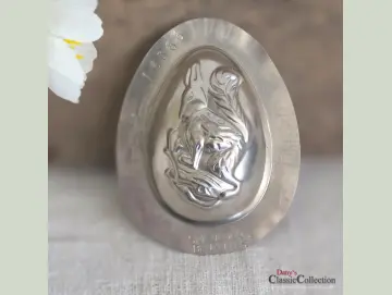 Ei mit Eichhörnchen Schokoladenform Metall Gießform Seulders Brüssel Belgien seltenes Sammlerstück Vintage Geschenk Frühling