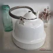 XL Emaille Wasserkessel Kanne weiss emailliert Landhaus Küche rustikal